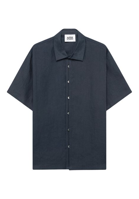 Alpha Studio camicia in lino blu a maniche corte ALPHA STUDIO | CAMICIE | AU-5375L1001